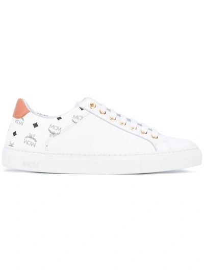 Mcm Men's Low Top Classic Sneakers In Leather In White