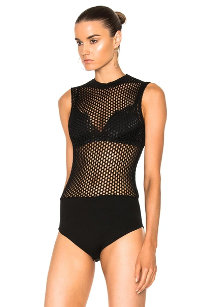 Shop Alexandre Vauthier Knit Fishnet Sleeveless Bodysuit In Black