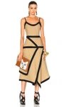 JW ANDERSON JW ANDERSON CONTRAST CAMI DRESS IN BLACK,NEUTRALS,DR01WS17