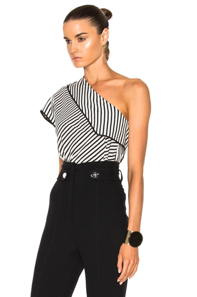 Shop Diane Von Furstenberg One Shoulder Side Slit Blouse Top In Alsen Stripe