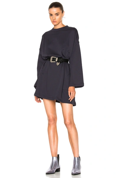 Acne Studios Leyla Fleece Sweater Dress In Blue. In Dusty Navy | ModeSens