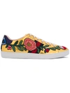 GUCCI 'Ace' floral-embroidered sneakers,漆皮100%