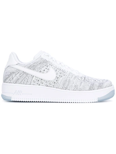 Nike Air Force 1 Flyknit Low Sneakers In White/ White/ Black