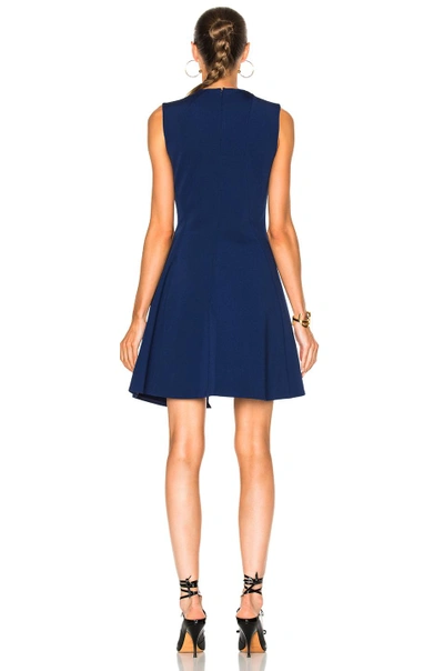 Shop Victoria Beckham Dense Rib Sleeveless Drape Mini Dress In Blue. In Indigo