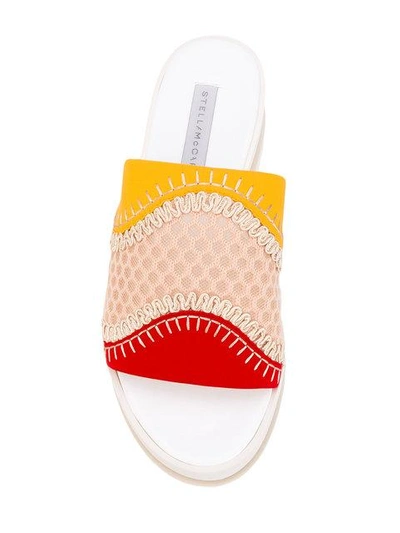 Shop Stella Mccartney Peep-toe Platform Slides In Multicolour