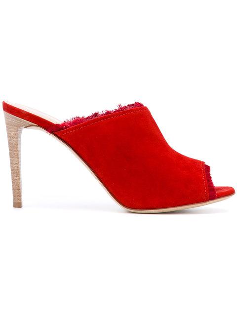 red open toe mules