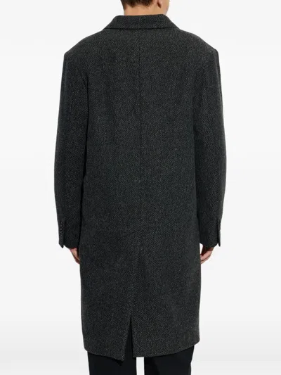 Ps By Paul Smith Herringbone Double-breasted Coat In Grey