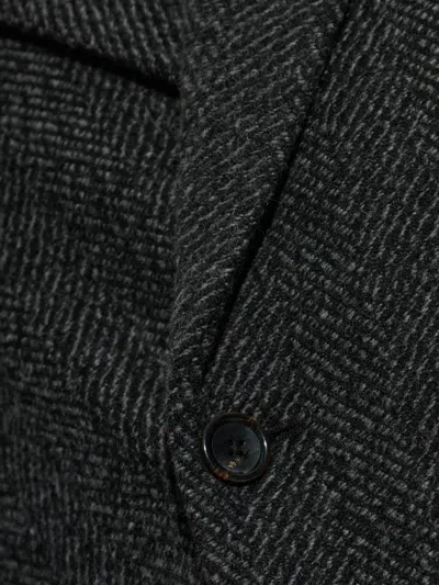 Ps By Paul Smith Herringbone Double-breasted Coat In Grey