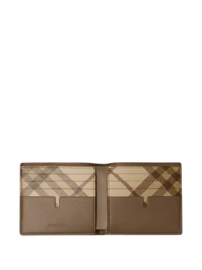 Burberry Pop Check Bifold Wallet In Brown