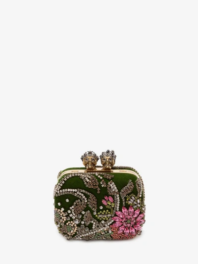 Alexander Mcqueen Embroidered "queen And King" Skeleton Box Clutch In Multicolor         