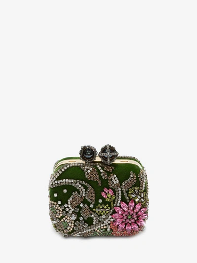 Shop Alexander Mcqueen Embroidered "queen And King" Skeleton Box Clutch In Multicolor         