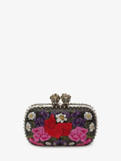 Shop Alexander Mcqueen Embroidered "queen And King" Skeleton Box Clutch