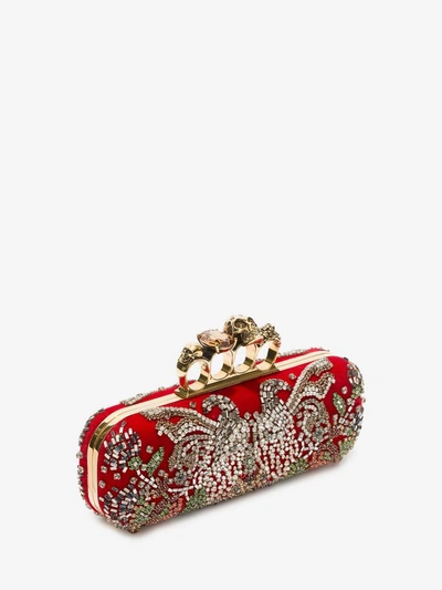 Shop Alexander Mcqueen Embroidered Four-ring Clutch