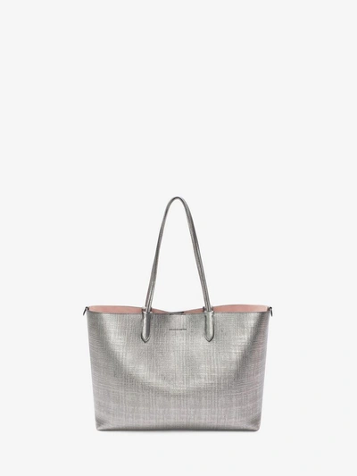 Alexander Mcqueen Large Shopper Tote In Silver