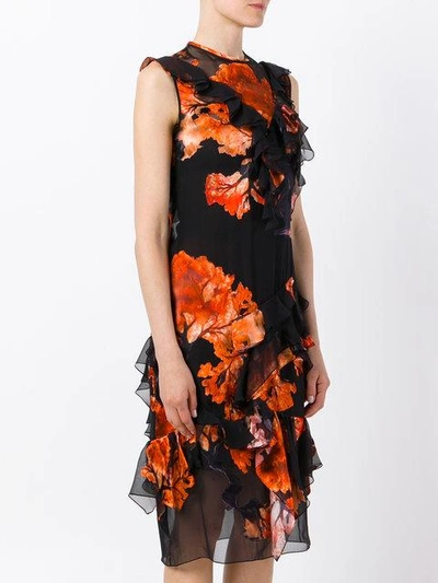 Shop Givenchy Ruffle Trim Printed Dress - Black