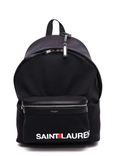 Shop Saint Laurent Printed Logo Backpack In Nero