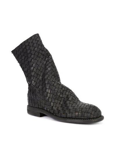 Shop Guidi Interlaced Leather Ankle Boots