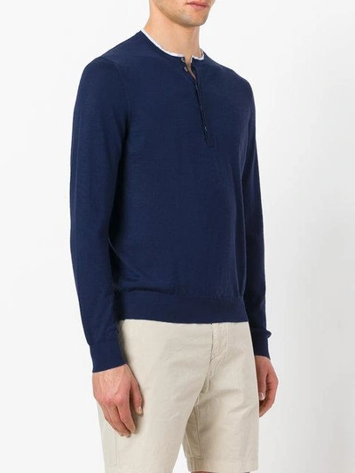 Shop Malo Contrast Trim Sweater - Blue