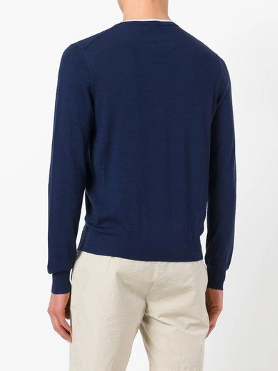 Shop Malo Contrast Trim Sweater - Blue