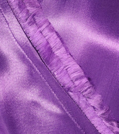 Shop Attico Raquel Satin Wrap Dress In Purple