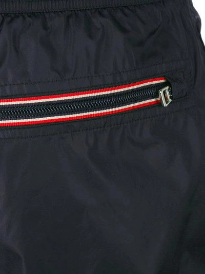 Shop Moncler Logo Plaque Swimming Trunks In Blue