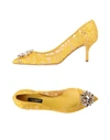 Dolce & Gabbana Woman Pumps Yellow Size 6.5 Cotton, Viscose, Silk, Pa