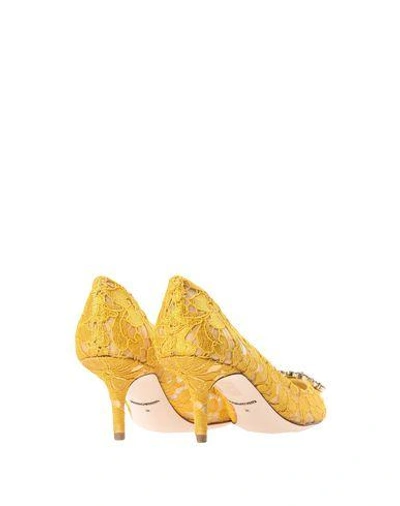 Shop Dolce & Gabbana Woman Pumps Yellow Size 6.5 Cotton, Viscose, Silk, Pa