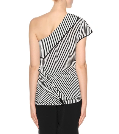 Shop Diane Von Furstenberg One Shoulder Striped Top In Black