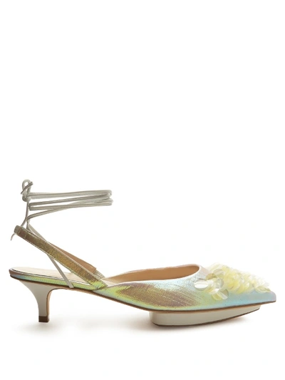 Delpozo Point-toe Sequin-embellished Slingback Pumps In Yellow Multi