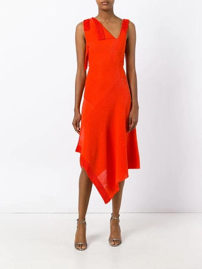 Shop Victoria Beckham Asymmetric Flared Dress In Red