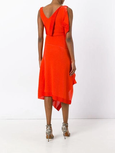 Shop Victoria Beckham Asymmetric Flared Dress In Red