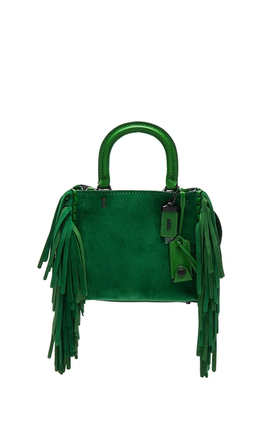 Coach Suede Fringe Rogue Bag In Kelly Green