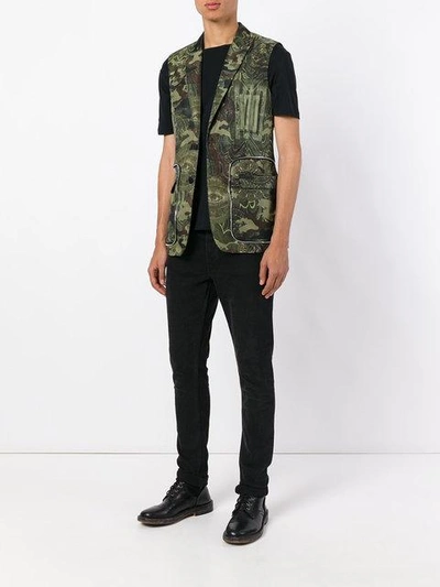 Shop Givenchy Camouflage Printed Gilet In Green