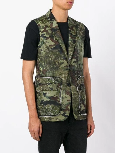 Shop Givenchy Camouflage Printed Gilet In Green