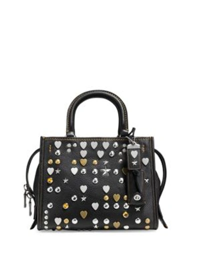 Coach Rogue Pebbled Leather Satchel In Black-white