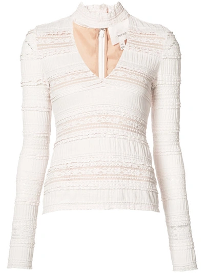 Haut Manches Longues En Dentelle Rose Cinq A Sept - Taille S Neuve Avec étiquettes