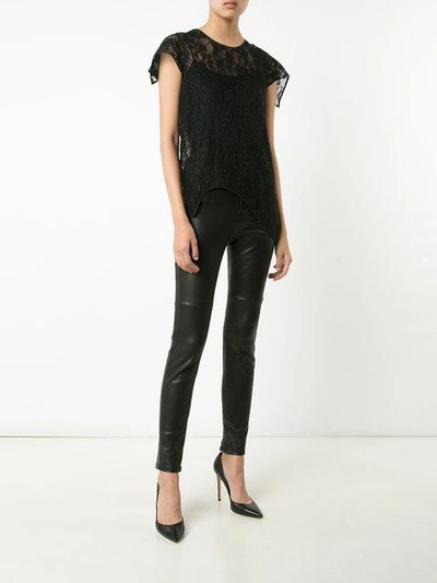 Shop Givenchy Floral Lace Asymmetric Top In Black