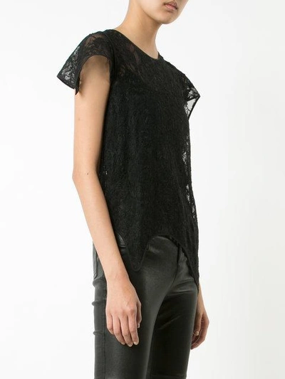 Shop Givenchy Floral Lace Asymmetric Top In Black