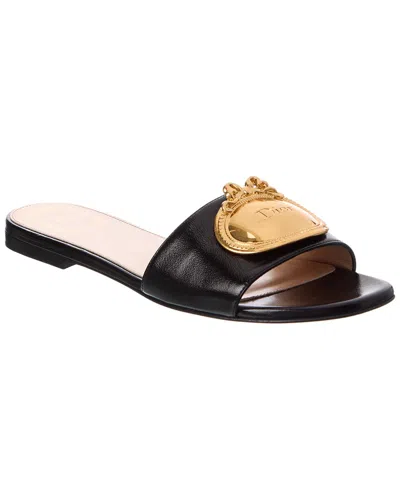 Dior Medallion Leather Sandal In Black | ModeSens