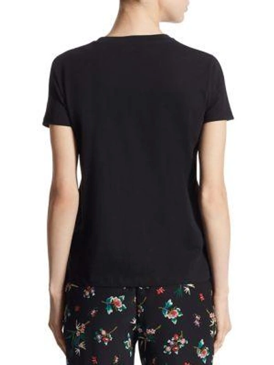 Shop Red Valentino Embroidered Cotton Tee In Black