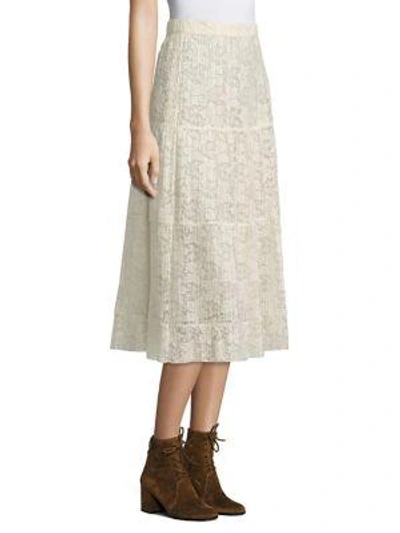 Shop See By Chloé Plissé Lace Midi Skirt In Natural White