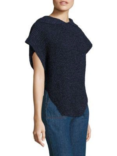 Shop See By Chloé Hooded Wool & Mohair Knit Sweater In Navy