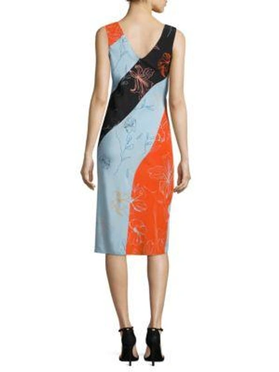 Shop Diane Von Furstenberg Colorblock Bias-cut Silk Midi Dress In Fenelon Black