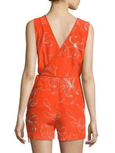 Shop Diane Von Furstenberg Sleeveless Floral-print Romper In Pelier Bold Red
