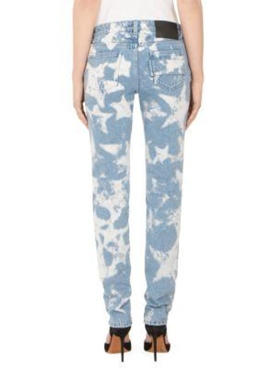 Shop Givenchy Star Bleached Skinny Jeans In Pale Blue