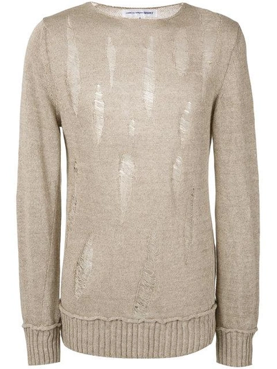 Shop Comme Des Garçons Shirt Distressed Crewneck Sweater