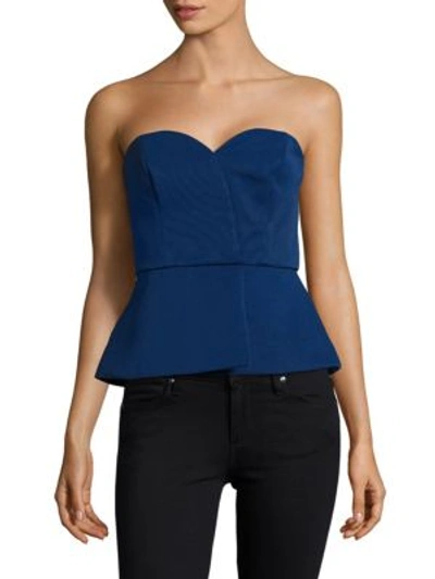Finders Keepers Solid Peplum Blouse In Navy