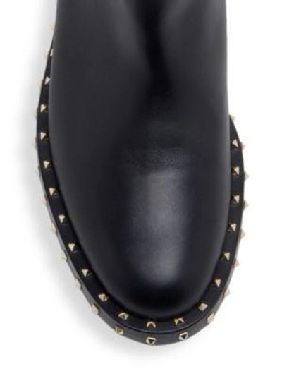 Shop Valentino Soul Rockstud Tall Leather Boots In Black