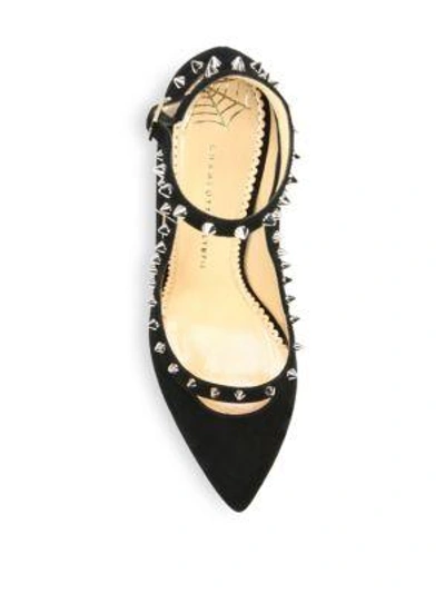 Shop Charlotte Olympia Pimlico Studded Suede Ankle Strap Pumps In Black