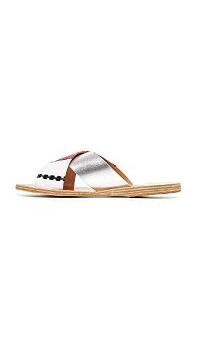 Shop Ancient Greek Sandals X Lem Lem Thais Slides In Silver/ombre